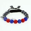 double color glitter ball pave beads macrame bracelets design D