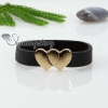double heart magnetic genuine leather wrap bracelets design C