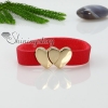 double heart magnetic genuine leather wrap bracelets design A