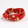 double layer charm bracelets snap wrap bracelets genuine leather rhinestone design B