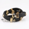 double layer charm bracelets snap wrap bracelets genuine leather rhinestone design E