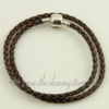 double leather european bracelets fit for charms beads brown