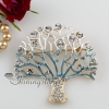 enameled tree rhinestone scarf brooch pin jewelry light blue