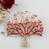 enameled tree rhinestone scarf brooch pin jewelry red