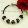 european charms bracelets with crystal murano glass beads black