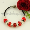 european charms bracelets with crystal murano glass beads red