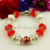 european charms bracelets with crystal murano glass beads red