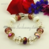 european charms bracelets with crystal murano glass beads purple