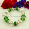 european charms bracelets with crystal murano glass beads green