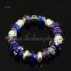 european charms bracelets with crystal murano glass beads blue