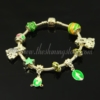 european charms bracelets with enamel big hole beads green