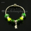 european charms bracelets with murano glass big hole beads green