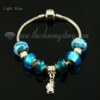 european charms bracelets with murano glass big hole beads light blue