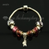 european charms bracelets with murano glass big hole beads purple