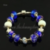 european charms bracelets with murano glass big hole beads blue