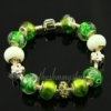 european charms bracelets with murano glass big hole beads green