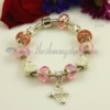 european charms bracelets with murano glass crystal beads pink
