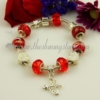 european charms bracelets with murano glass crystal beads red