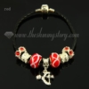 european charms bracelets with murano glass beads red