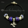 european charms bracelets with murano glass beads blue
