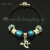 european charms bracelets with murano glass beads light blue