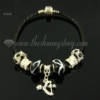 european charms bracelets with murano glass beads black