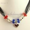 european charms necklaces with crystal large hole beads design B