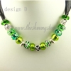 european charms necklaces with lampwork glass crystal beads design D