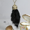 feather eagle hawk antique long chain pendants necklaces black