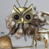 feather owl antique long chain pendants necklaces gray
