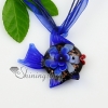 fish flowers inside lampwork murano italian venetian handmade glass necklaces pendants design E
