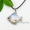 fish heart turquoise glass opal semi precious stone shining rhinestone necklaces pendants design B