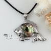 fish sea water rainbow abalone shell mother of pearl pendants leather necklaces jewelry design A