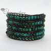 five layer stone bead beaded leather wrap bracelets design B