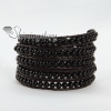 five layer stone bead beaded leather wrap bracelets design C