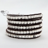 five layer stone bead beaded leather wrap bracelets design D