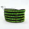 five layer stone bead beaded leather wrap bracelets design E