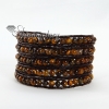 five layer stone bead beaded leather wrap bracelets design F