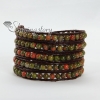 five layer stone bead beaded leather wrap bracelets design H