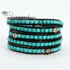 five layer turquoise bead beaded leather wrap bracelets design A