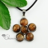 flower amethyst tiger's eye agate natural semi precious stone pendant necklaces design B