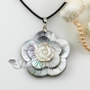 flower cameo sea water penguin white oyster shell mother of pearl necklaces pendants with leather necklaces design A