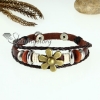 flower charm genuine leather wrap bracelets unisex design D