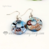 flower foil lampwork murano glass earrings jewelry light blue