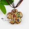 flower glitter millefiori murano lampwork italian handmade glass necklaces pendants jewelry brown