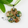 flower glitter millefiori murano lampwork italian handmade glass necklaces pendants jewelry green