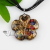 flower glitter millefiori murano lampwork italian handmade glass necklaces pendants jewelry black