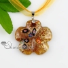 flower glitter millefiori murano lampwork italian handmade glass necklaces pendants jewelry yellow