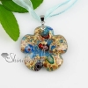 flower glitter millefiori murano lampwork italian handmade glass necklaces pendants jewelry light blue