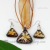 flower glitter venetian murano glass pendants and earrings jewelry light yellow